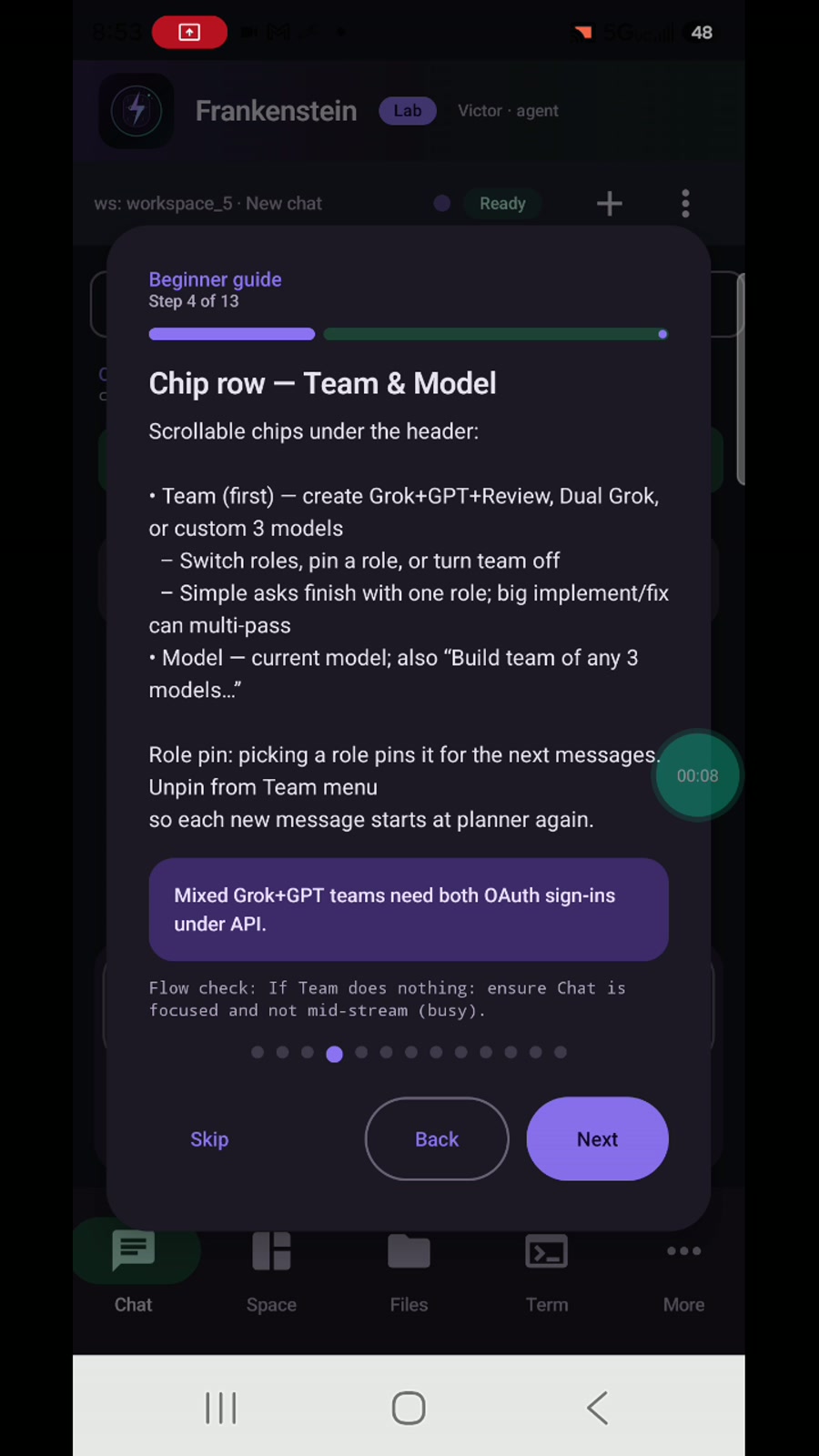 Step 4: Team and model