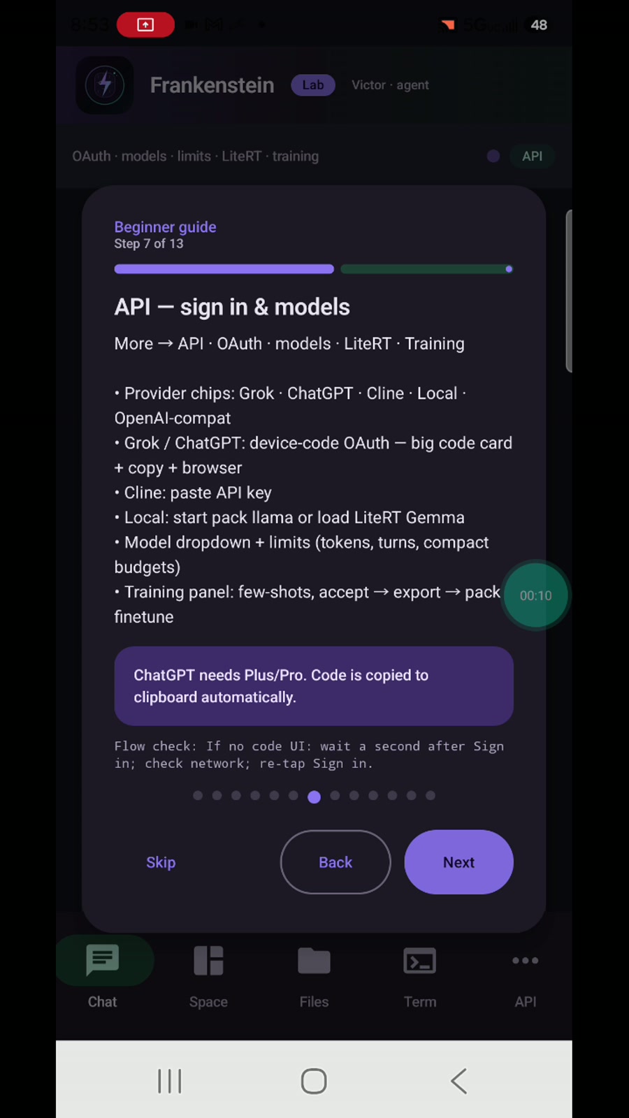 Step 7: API sign in